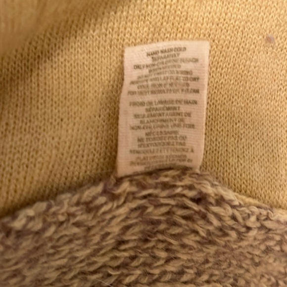 Free People wool crop hooded sweater BOHO style (tan, red/orange) size M - Picture 5 of 6